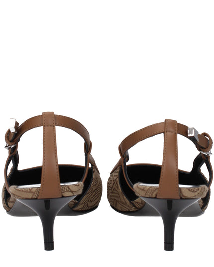 Versace Beige Fabric Mid Heel Pumps