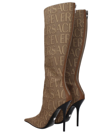Versace Beige Fabric Boots