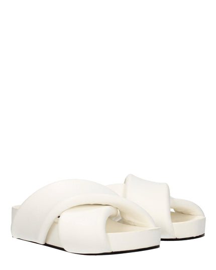 Jil Sander White Leather Slippers