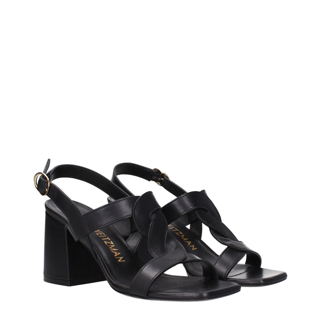 Stuart Weitzman Black Leather Platform Sandals