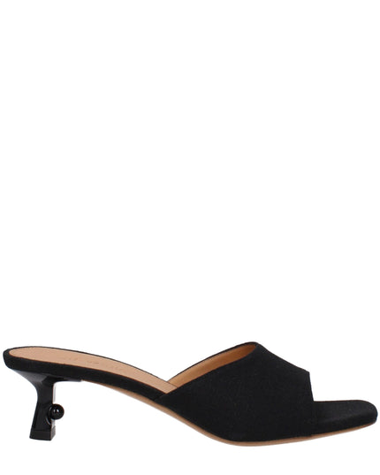 Off-White Black Linen Flat Sandals