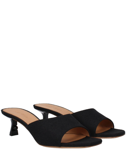 Off-White Black Linen Flat Sandals