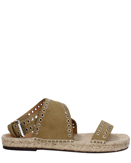 Isabel Marant Green Leather Flat Sandals