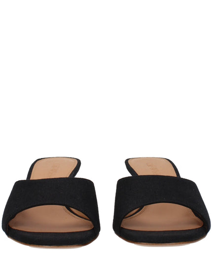 Off-White Black Linen Flat Sandals