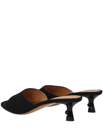 Off-White Black Linen Flat Sandals