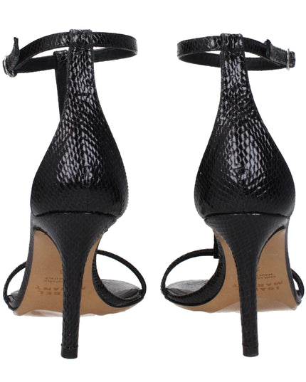 Isabel Marant Black Leather Stiletto Heel Sandals
