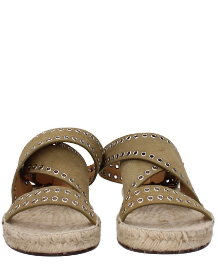 Isabel Marant Green Leather Flat Sandals