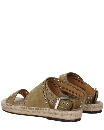 Isabel Marant Green Leather Flat Sandals