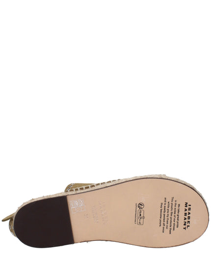 Isabel Marant Green Leather Flat Sandals