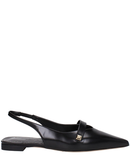 Max Mara Black Leather Ballet Flats
