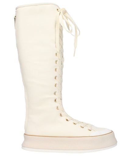 Max Mara Beige Fabric Lace-Up Boots