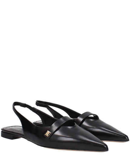Max Mara Black Leather Ballet Flats