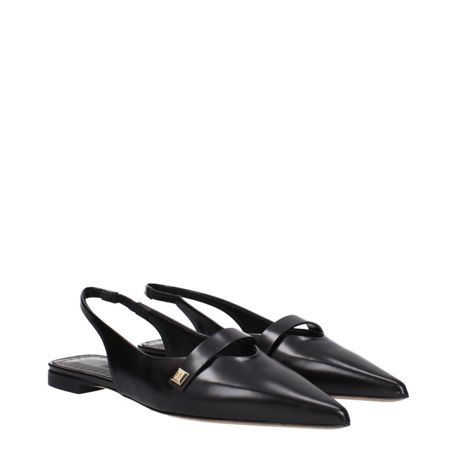 Max Mara Black Leather Ballet Flats