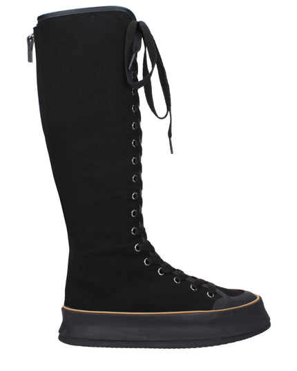 Max Mara Black Fabric Lace-Up Boots