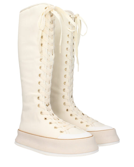 Max Mara Beige Fabric Lace-Up Boots