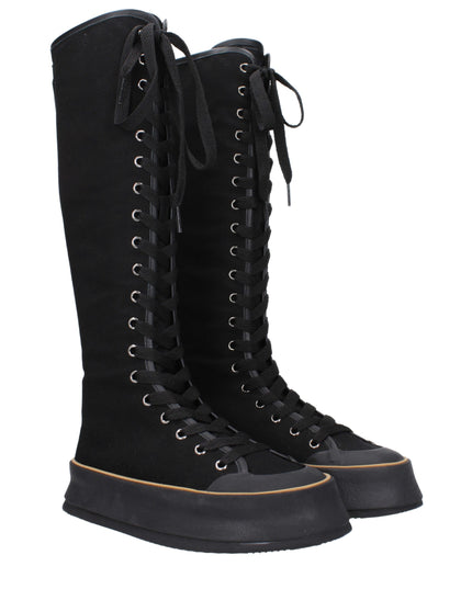 Max Mara Black Fabric Lace-Up Boots