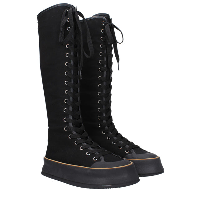 Max Mara Black Fabric Lace-Up Boots