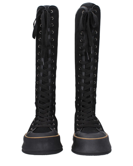 Max Mara Black Fabric Lace-Up Boots