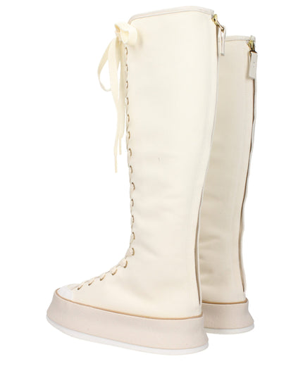 Max Mara Beige Fabric Lace-Up Boots