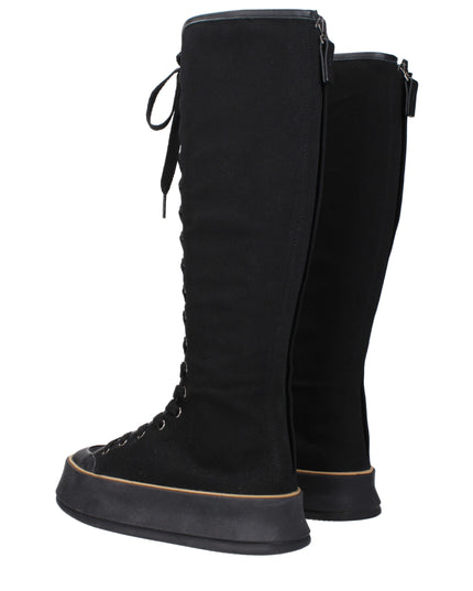 Max Mara Black Fabric Lace-Up Boots