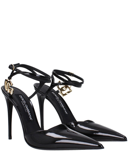 Dolce & Gabbana Black Leather Stiletto Heel Sandals