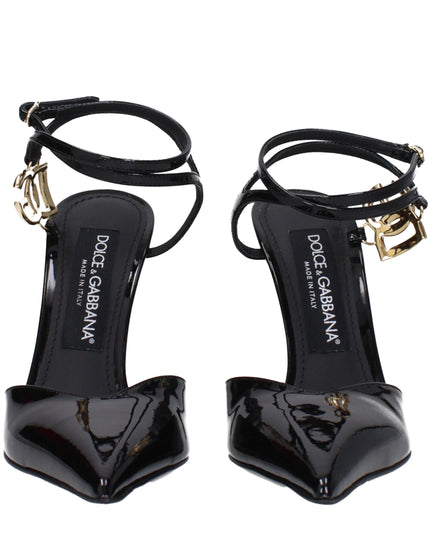Dolce & Gabbana Black Leather Stiletto Heel Sandals