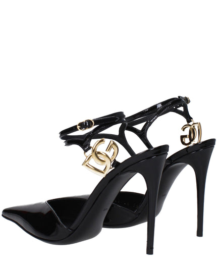 Dolce & Gabbana Black Leather Stiletto Heel Sandals