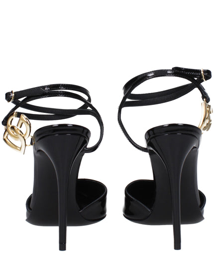 Dolce & Gabbana Black Leather Stiletto Heel Sandals