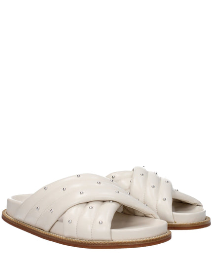 Fabiana Filippi Beige Leather Slippers