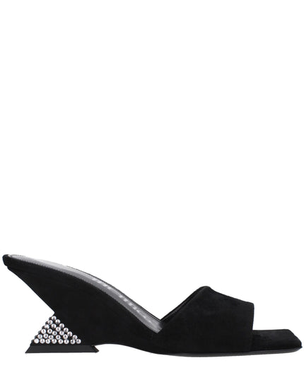 The Attico Black Leather Platform Sandals