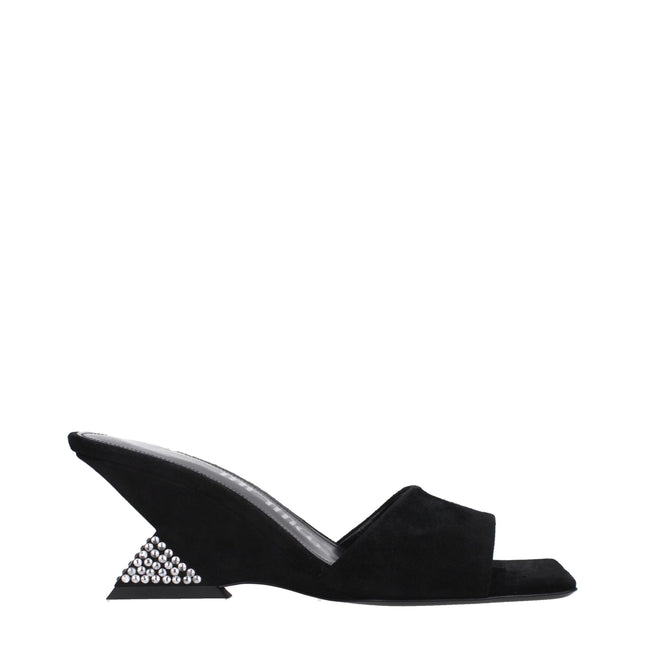 The Attico Black Leather Platform Sandals