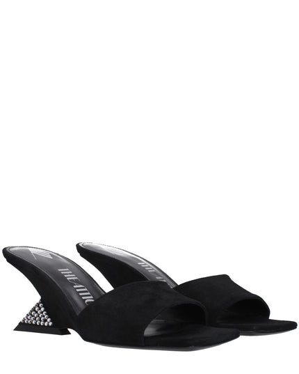 The Attico Black Leather Platform Sandals