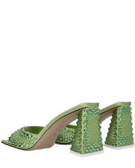 The Attico Green Satin Stiletto Heel Sandals