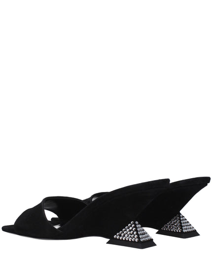 The Attico Black Leather Platform Sandals