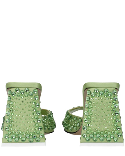 The Attico Green Satin Stiletto Heel Sandals