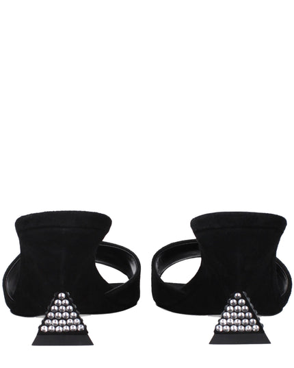 The Attico Black Leather Platform Sandals