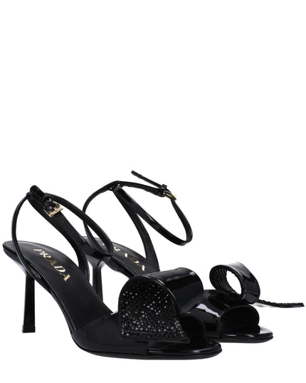Prada Black Leather Stiletto Heel Sandals