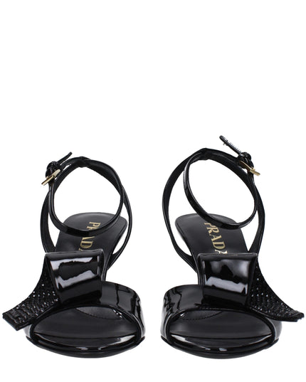 Prada Black Leather Stiletto Heel Sandals