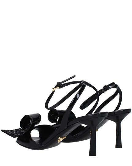 Prada Black Leather Stiletto Heel Sandals