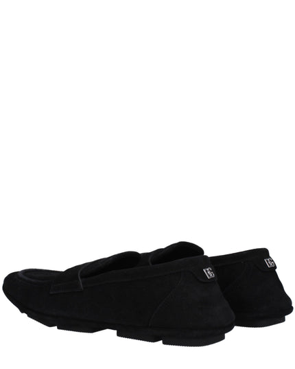 Dolce & Gabbana Black Leather Slip-On Loafers
