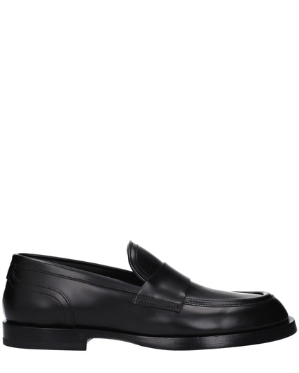 Dolce & Gabbana Black Leather Slip-On Loafers