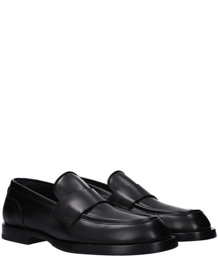 Dolce & Gabbana Black Leather Slip-On Loafers