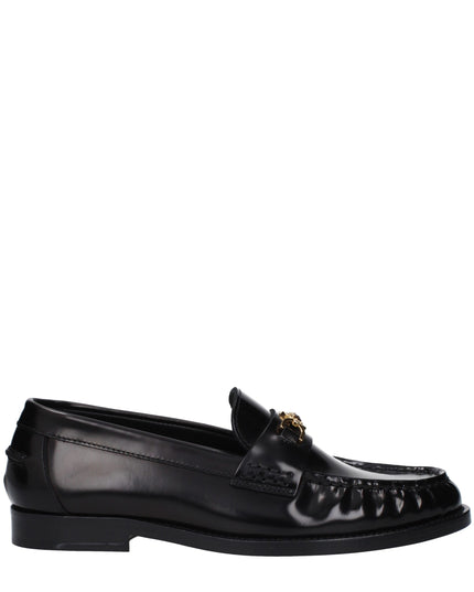 Versace Black Leather Slip-On Loafers