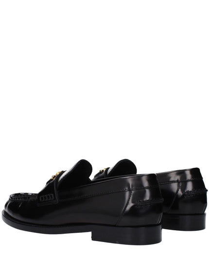 Versace Black Leather Slip-On Loafers