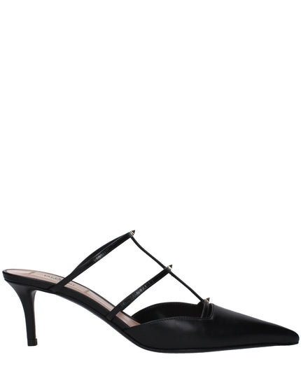 Valentino Garavani Black Leather Flat Sandals