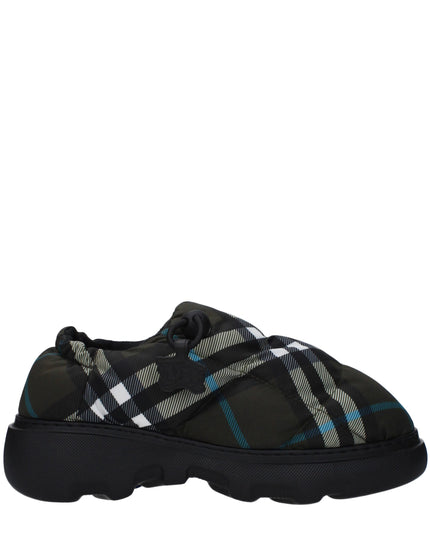 Burberry Green Fabric Slip-On Loafers