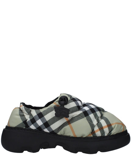 Burberry Green Fabric Slip-On Loafers