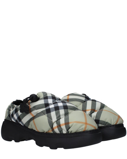 Burberry Green Fabric Slip-On Loafers