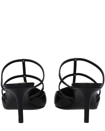 Valentino Garavani Black Leather Flat Sandals