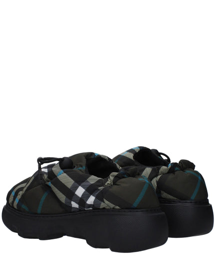 Burberry Green Fabric Slip-On Loafers